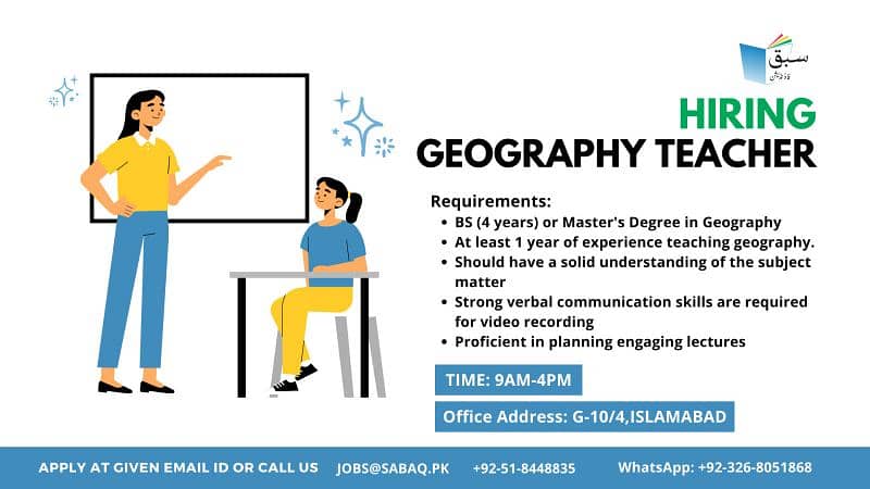 Geography Teacher Required 0