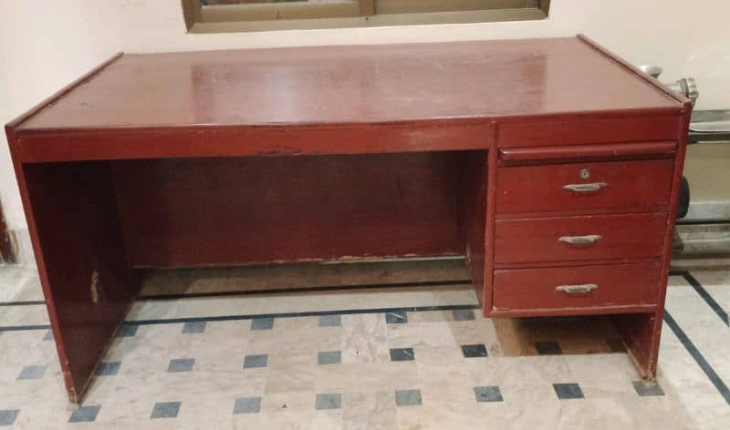 Wooden Office/Study Table with Drawers – Good Condition 0