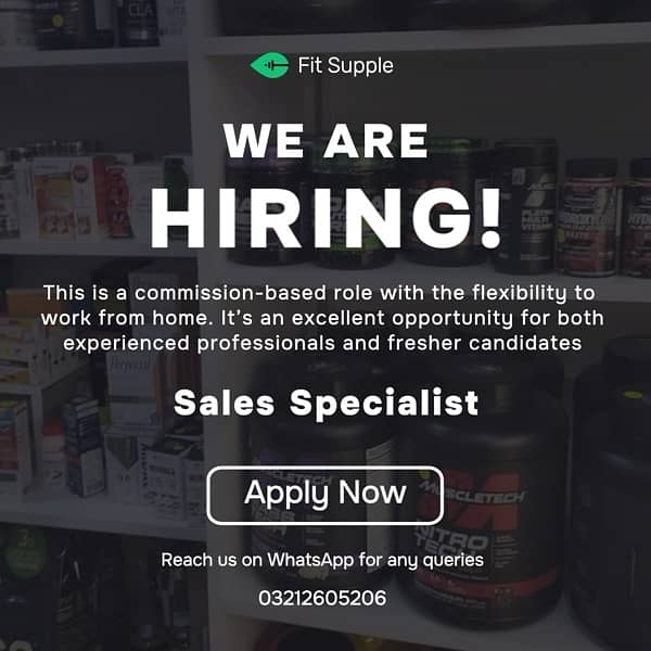 Sales Specialist (Fitness Supplements) 0