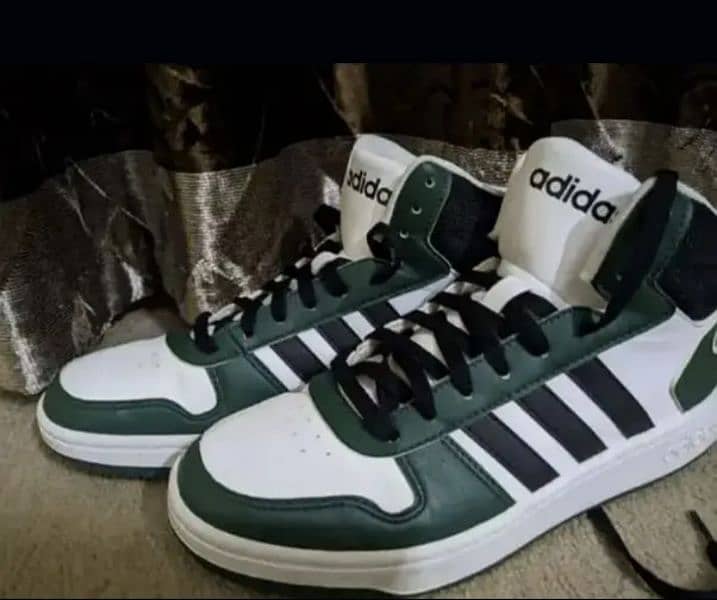 adidas Hoops 2.0 Mid Men’s Basketball Shoes Pine Green White FW5995 0