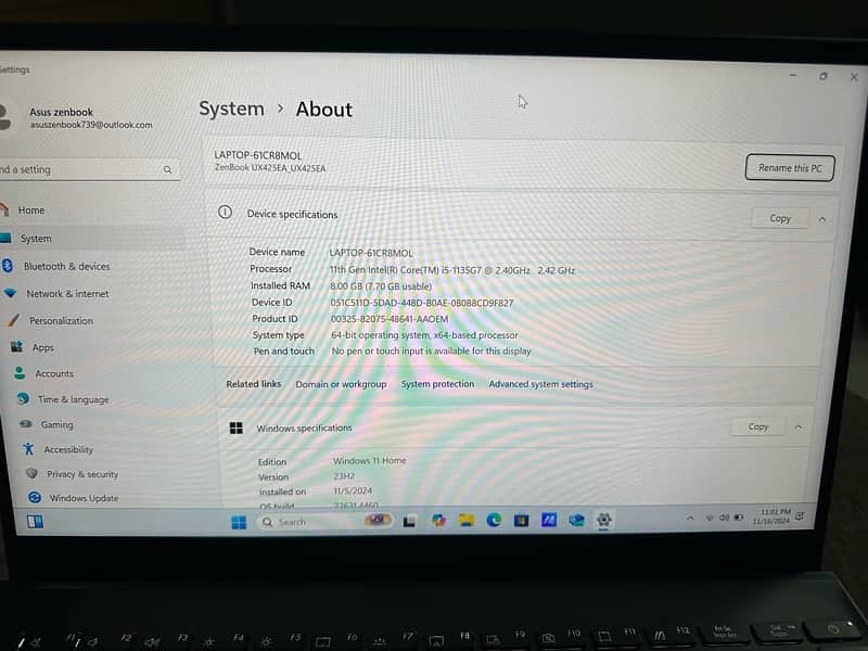 Asus Zenbook 14 laptop core i5 11gen 8gb 512gb mint condition for sale 5