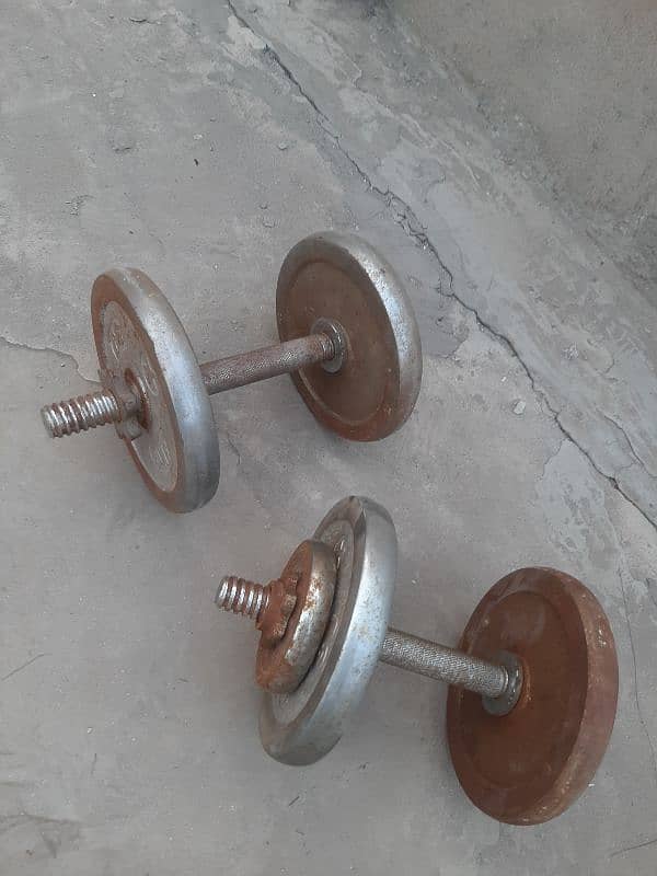 Dumbbells + Weight plates + Rods + Bench 4