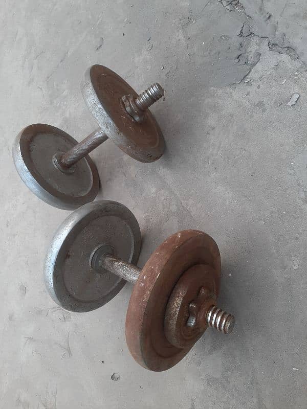 Dumbbells + Weight plates + Rods + Bench 5