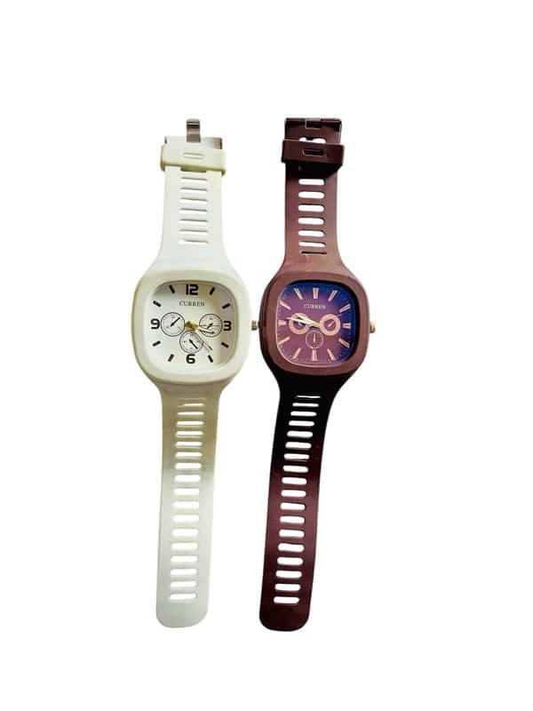 Pack of 2 men watches white and brown 0