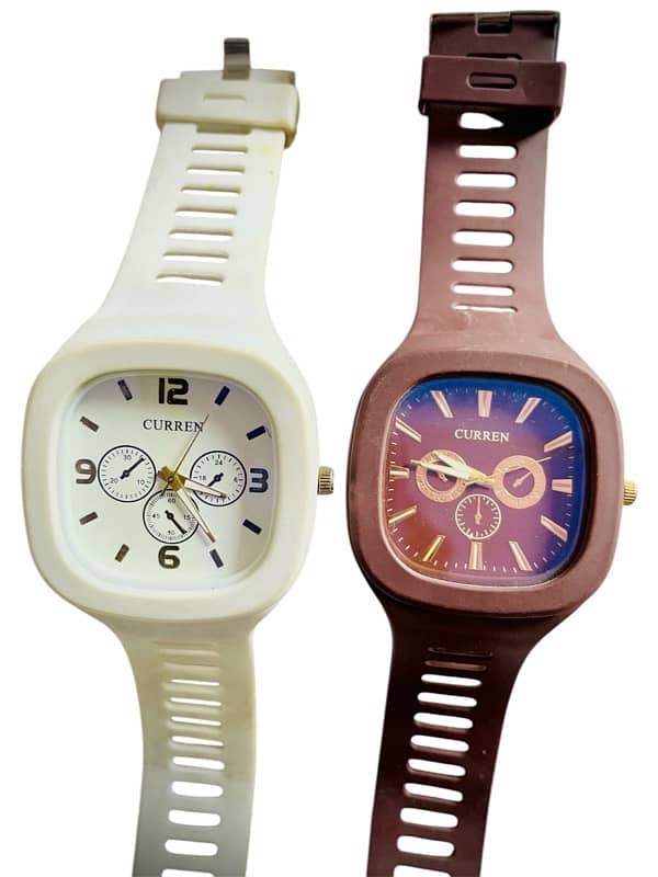 Pack of 2 men watches white and brown 1