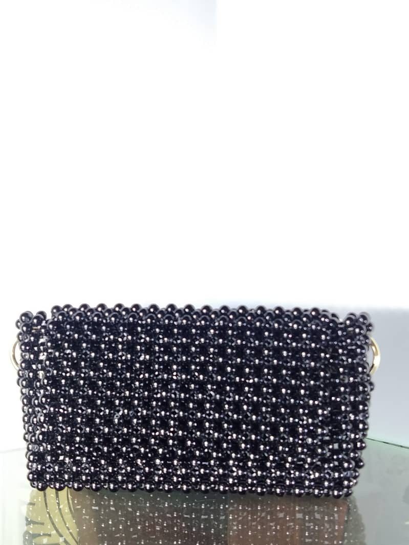 Handmade Crystal Beads Bags in Black Color 1