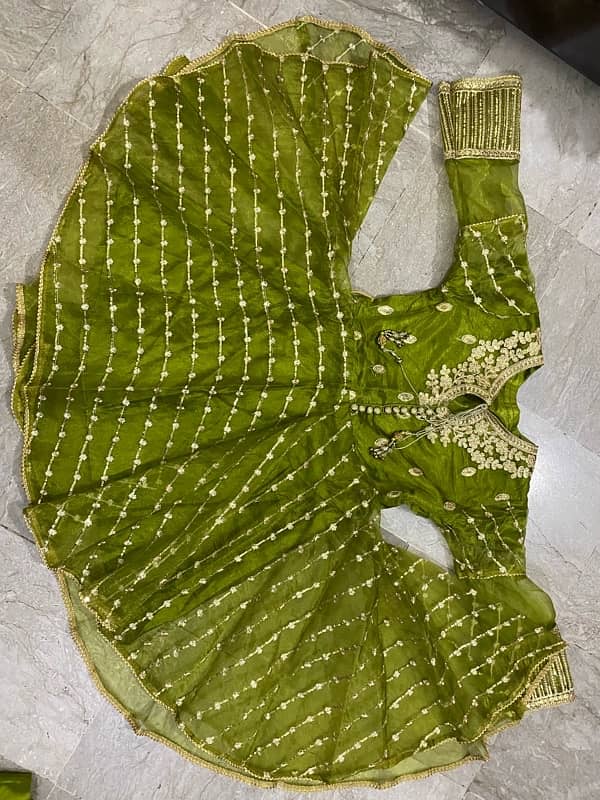 Mehndi Green organza frock 1