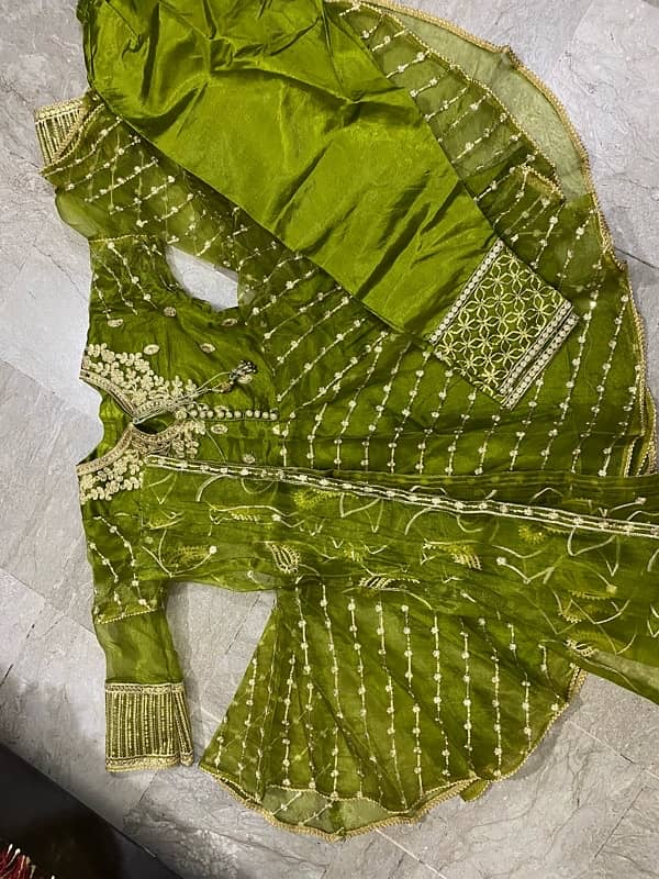 Mehndi Green organza frock 2