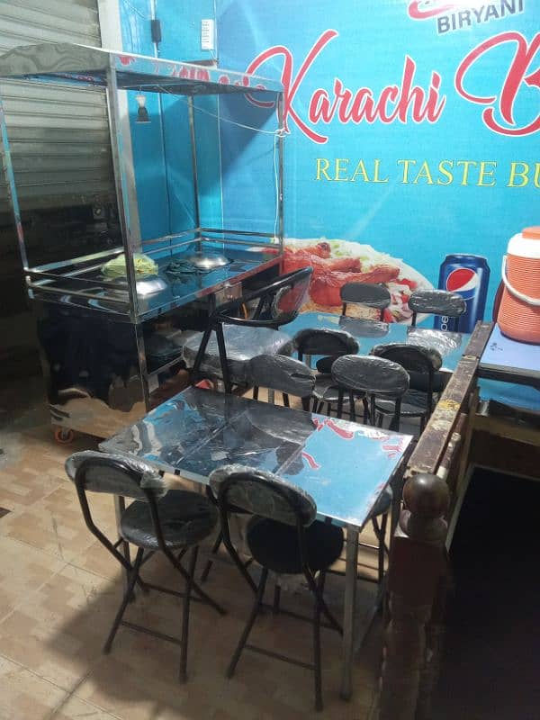 Double Biryani counter+ tables chairs for sale(25 days used) 4