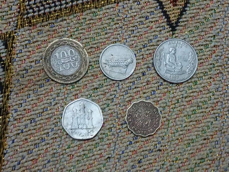 Old rare coins USA, HONKONG, MALAYSIA, UAE, STATE OF BAHRAIN 0