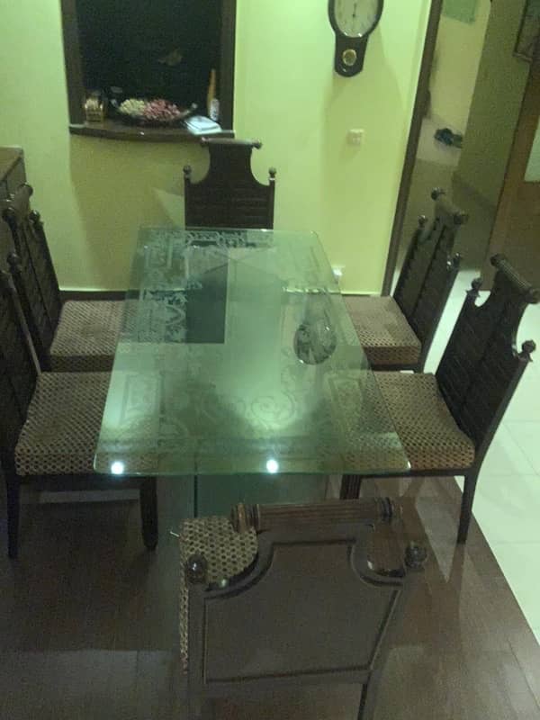 glass table and 6 chinioti chairs for sale 1