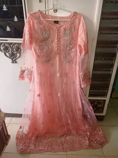 Shahposh Pink Net Maxi Dress - Gently Used, Excellent Condition