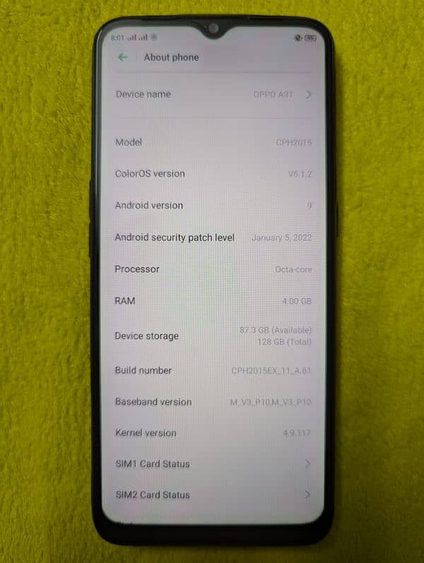 Oppo A31 , ORIGINAL SET NOT KIT , 4/128 with BOX , SELL & EXCHANGE 12