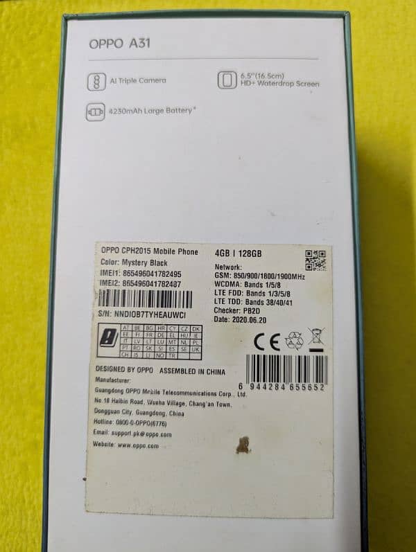 Oppo A31 , ORIGINAL SET NOT KIT , 4/128 with BOX , SELL & EXCHANGE 18