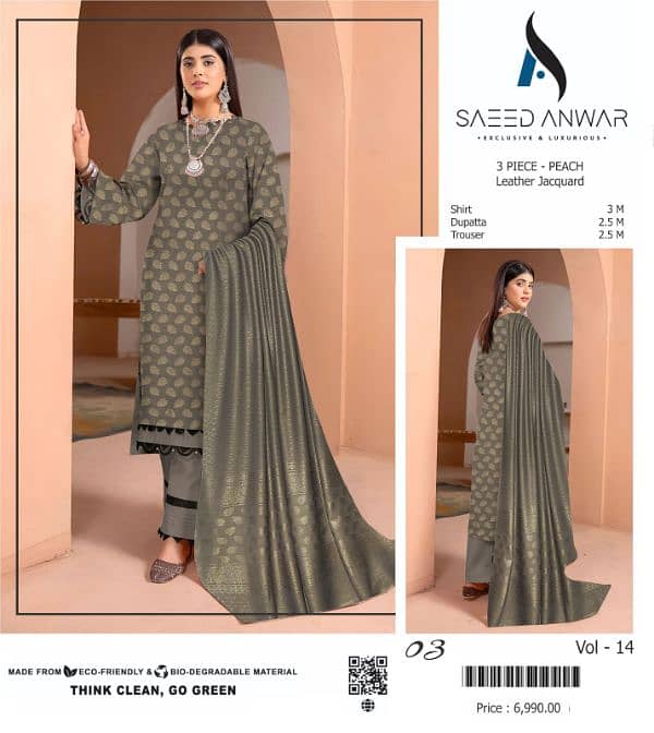 3pc/UNSTITCHED/LADIES SUIT/SAEED ANWAR/JACQUARD 4