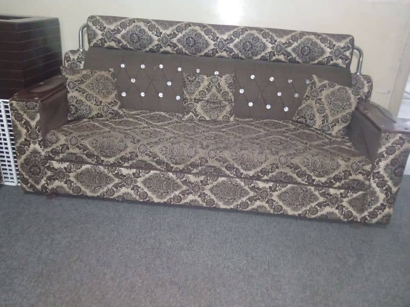 5 seater sofa for sale brown clr and 1 center table and 2 sides table 16