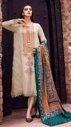 Elegant embroidered suit-3pcs unstitched