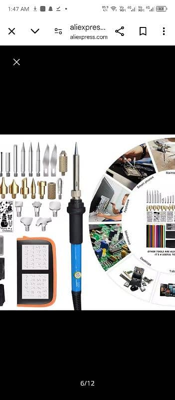 wood burning soldering iron kit ( 72 ) pieces 6