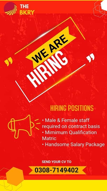 Contract Base urgent Hiring / Jobs Available in Lahore 0