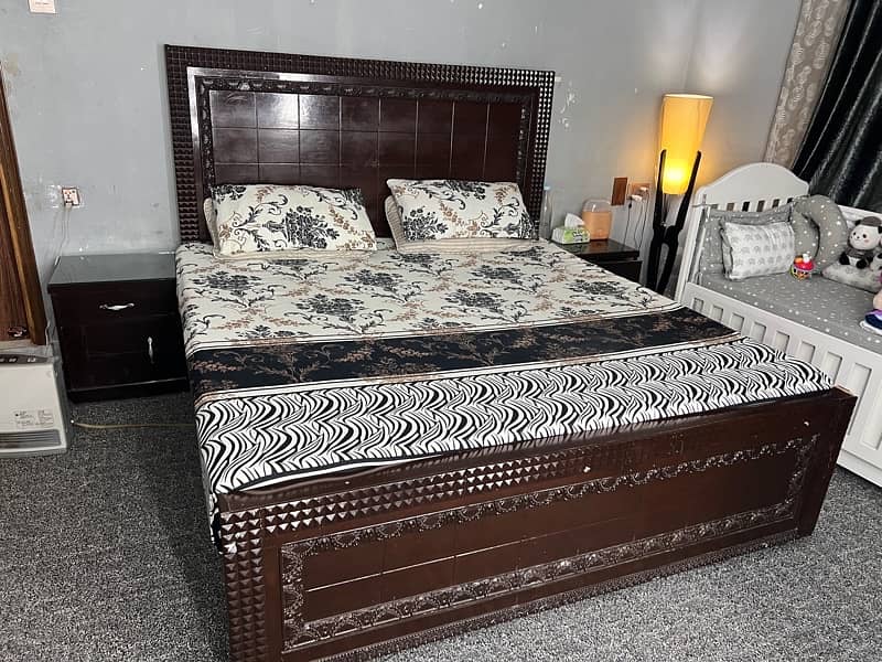 wooden double bed with sidetables 6