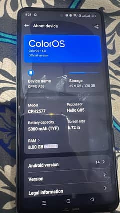 oppo A58 New condition garenty b ha with box