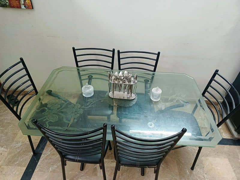 good condition 6 chairs dining tables available for sale 2