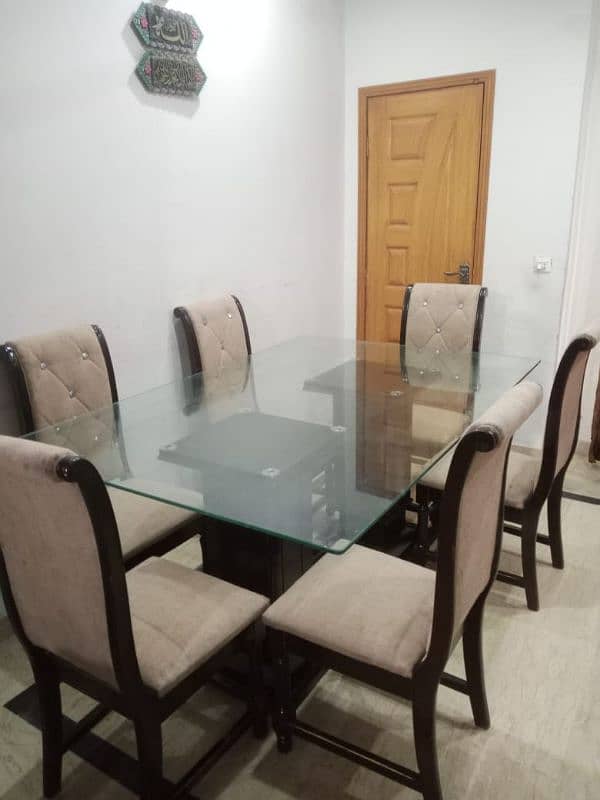 6 Seater Wood Dining Table with 12mm Glass Top 0