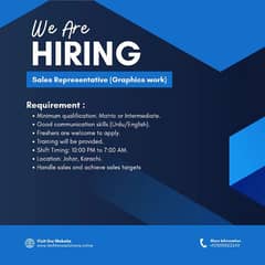 Sales representative urgent hiring