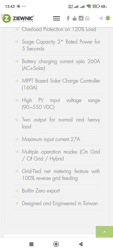 selling ziewnic 6.5 kB hybrid inverter like new. 3