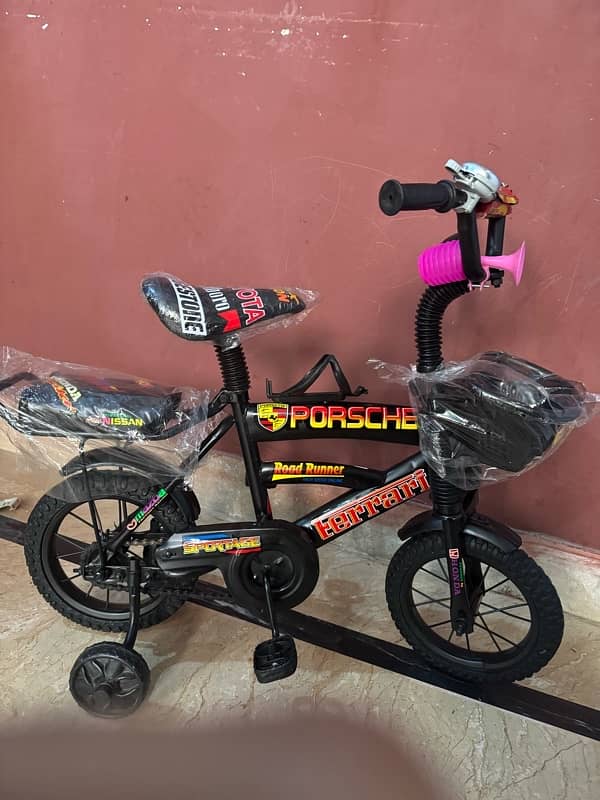 Kids Bicycle With Front Basket & Supporting Tire 0