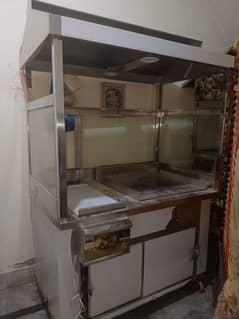 food counter with shawarma hot plate