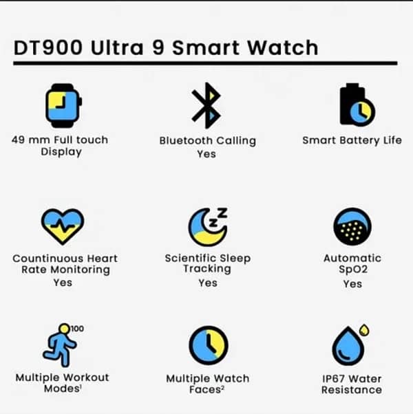 Dt900 Ultra Smart Watch With 7 Straps Big 2.06 7