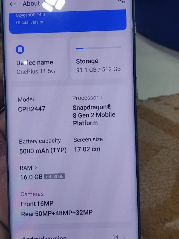 OnePlus 11 official PTA approved 16/512 gb 4