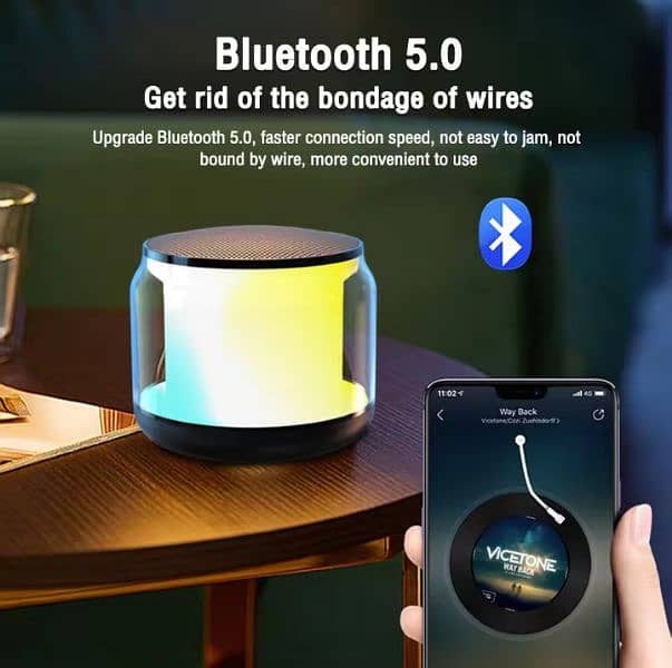 Bluetooth Speaker Wireless LED TWS Subwoofer  360 Degree sound 8