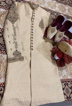 Golden Full Coura Work Sherwani for Sale