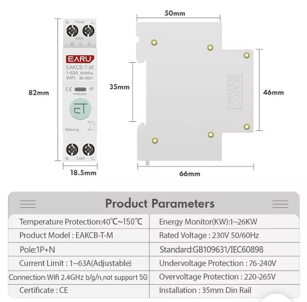 WIFI CIRCUIT BREAKER TUYA MCB WIFI SWITCH 5