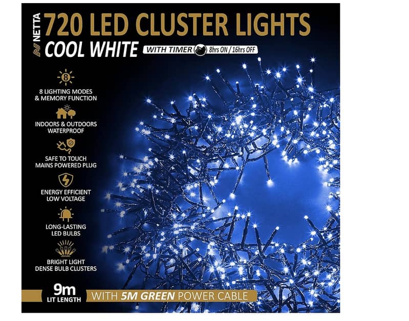 Netta 720 Led 9m Long Waterproof Cluster Fairy String Light Room Tree 1