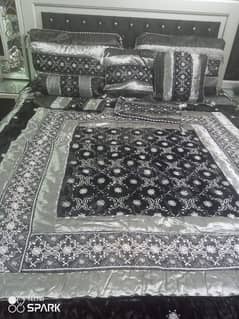 wedding bedsheet 8 pieces set box packed black and graysh colour