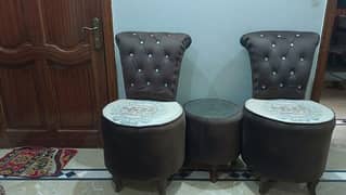 TWO COFFEE CHAIRS WITH TABLE