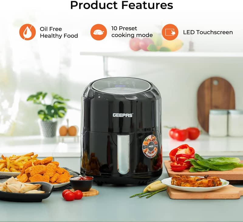 Geepas 3.5L Digital Air Fryer Touch Screen 1400W - Imported from UK 1