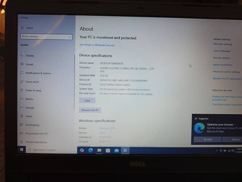 Dell Latitude 3460 Ci3 5th Gen - 16GB Ram, 256SSD For Sell 10