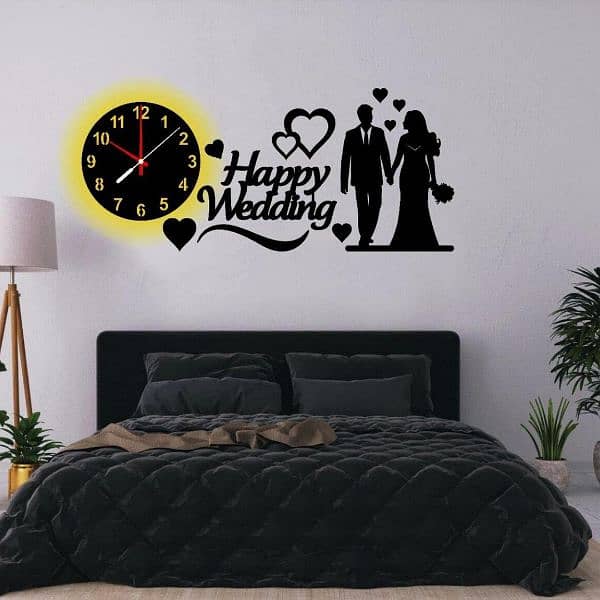 beautiful Happy wedding analogue wall clock 1