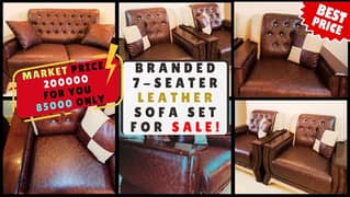 Branded 7-Seater Leather Sofa Set for Sale!