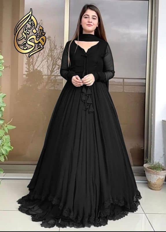 3 Pcs Women's Stitched Chiffon Embroidered Maxi Suit 0