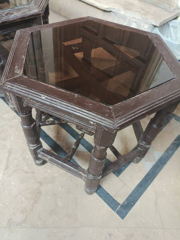 Set of 3 Glass Tables 0