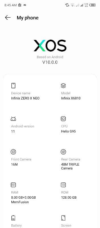 infinix zero x neo 8+3/128 /13500 0