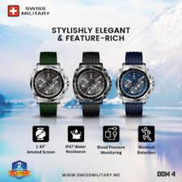 Swiss Military Dom 4 Smartwatch - 1.43" AMOLED, 10