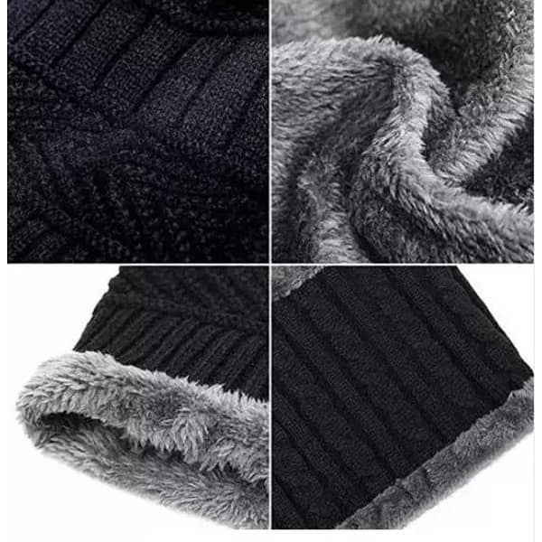 Woolen Winter Beanie & Neck Warmer Combo – Unisex (Random Color) 6