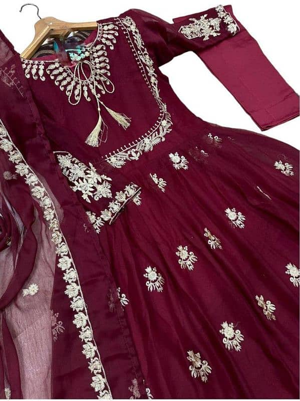 3 pcs women,s stitched shifon Embroiderd suit 1