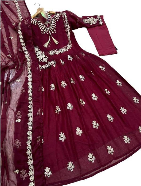 3 pcs women,s stitched shifon Embroiderd suit 2